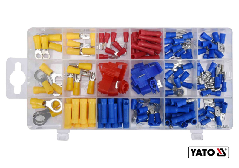 Набір електричних роз'ємів з ізоляцією YATO : 160 шт, в футлярі [24/720]