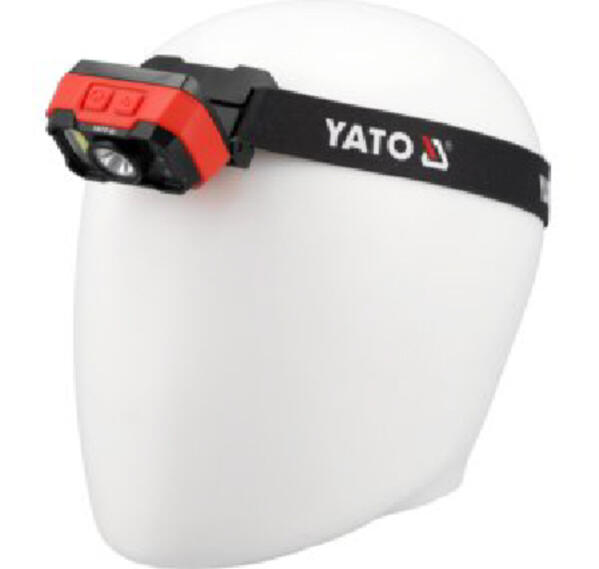 Фонарь на лоб диодный с дат YATO; 8Вт, живл. Li-Po аккумул 3,7 В, 1,2 АГод, режимы: 1000/500/100Lm (YT-085942)