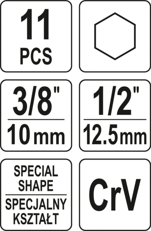 Набор насадок для тормозных суппортов YATO YT-06808, 1/2" и 3/8", 7 шт