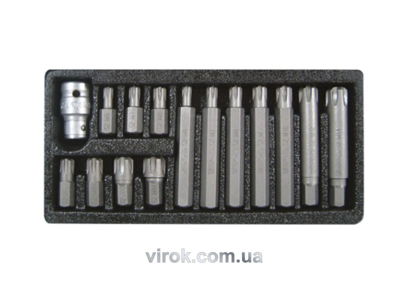 Набір насадок викруткових YATO : "RIBE", L= 30, 75 мм, адаптер 1/2", металевий кейс. 15 шт [20]