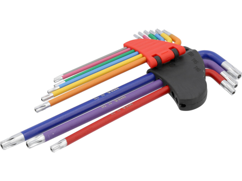Ключі "TORX" YATO: Т10- Т50, Г-подібні, 2-сторонні, l= 97- 225 мм, 9 шт.