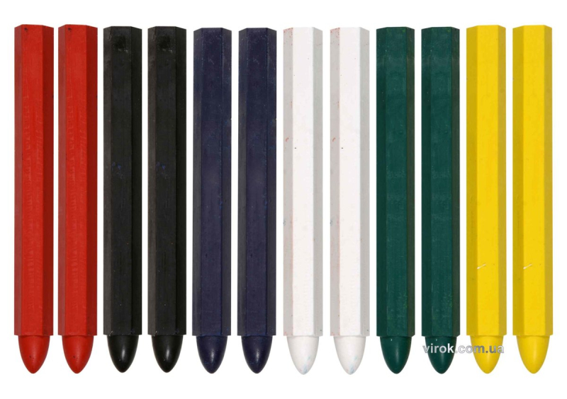 Крейда маркувальна для різних поверхонь YATO : 120 x 12 мм, різні кольори, 12 шт