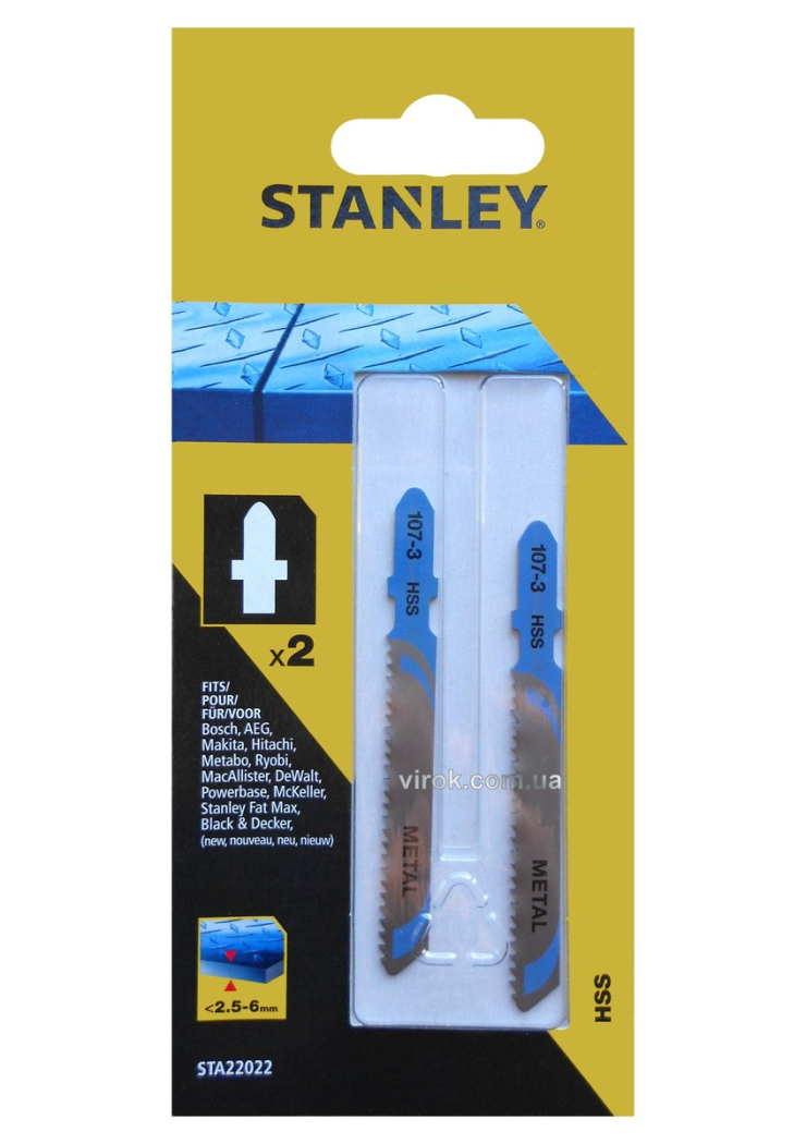 Набір полотен для електролобзика STANLEY , 2шт , хвост Т