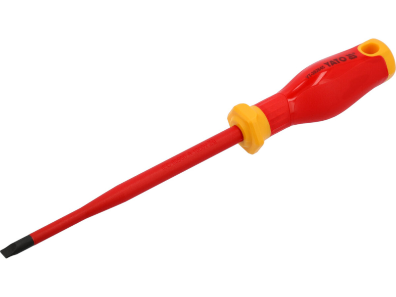 Викрутка з плоским шліцом діелектрична ізольована YATO: SL6,5 x 150/ 258 мм, оголений шліц-17мм [12]