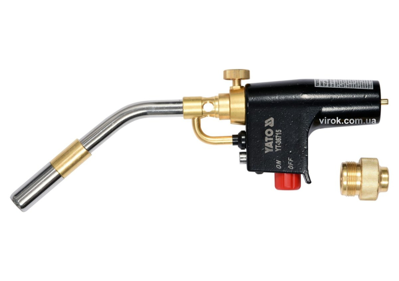 Пальник газовий YATO : різьбове з'єднання EN417. до 2 кВт, max t' 2800°С. п'єзозапал [5/20]