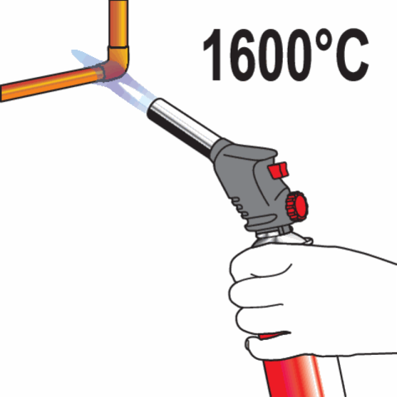 Горелка газовая паяльная 1,28 кВт YATO YT-36709, 1600 °C, 360°