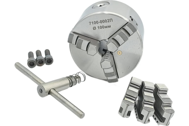 Патрон токарный ф100 3-х кул. 7100-0002 (K11-100, полная комплектация) PREMIO