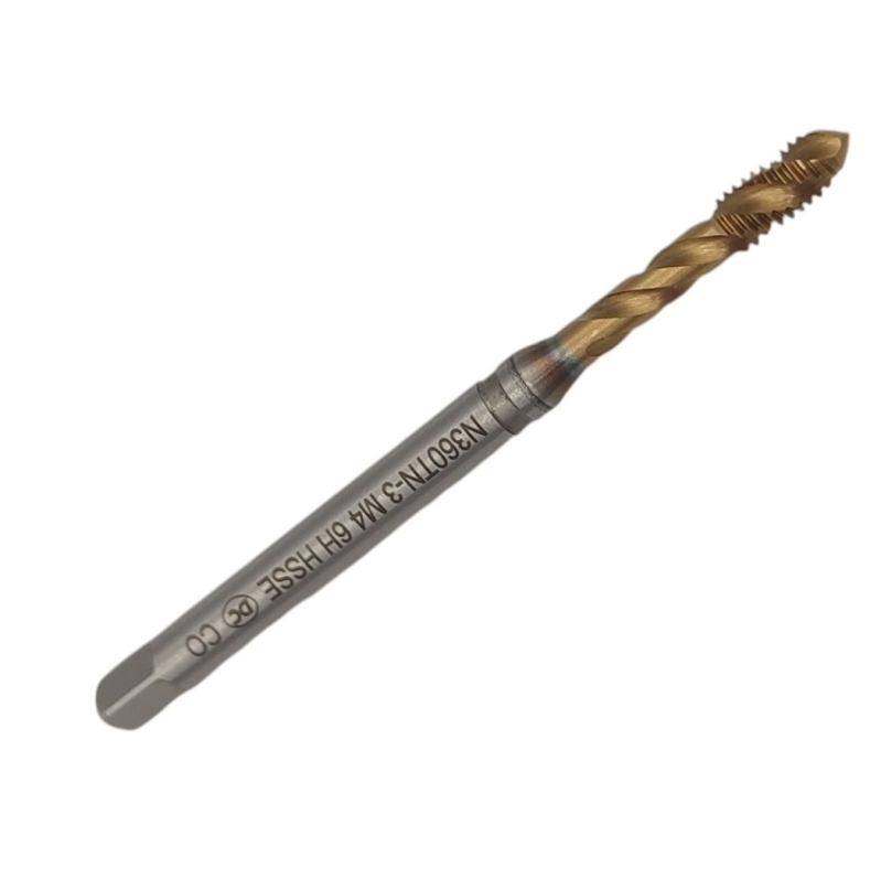 Метчик машинно-ручной М 4х0.7 Р6М5К5 (HSS-E) 6H DIN371 TiN с винтовой 
канавкой утолщенный хв. для глухих отверстий N360TN-3 101700 DC Swiss