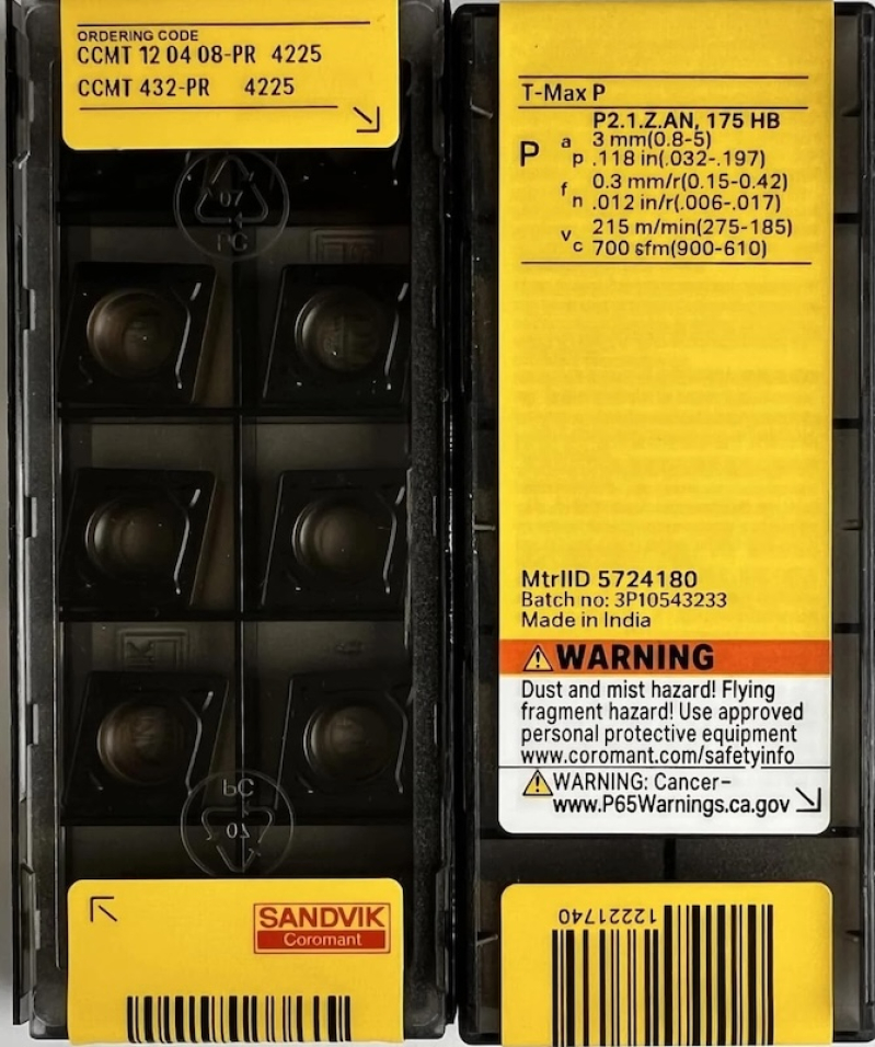 Пластина твердосплавная сменная CCMT 120408-PM 4225 SANDVIK