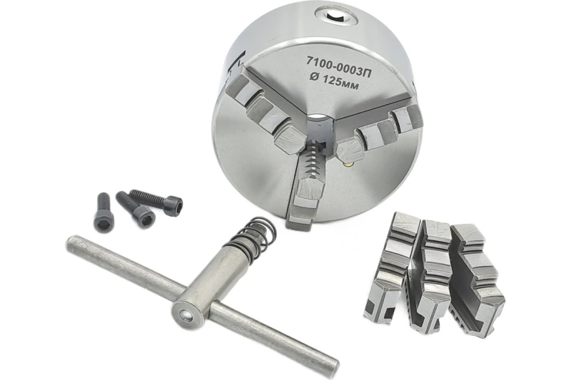 Патрон токарный ф125 3-х кул. 7100-0003 (K11-125, полная комплектация) PREMIO