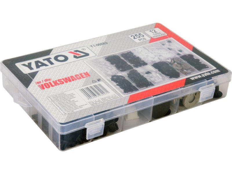 Клипсы для обшивки салона VOLKSWAGEN YATO YT-06663, 12 типоразмеров, 255 шт