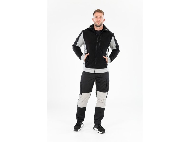Кофта флисовая с капюшоном YATO YT-79170, размер S, черная с серым