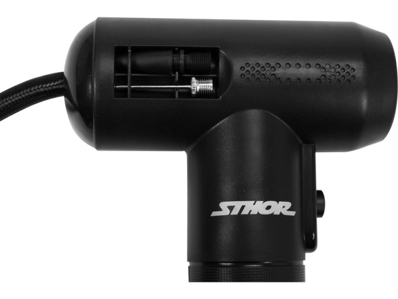 Компрессор автомобильный аккумулятор STHOR Li-Ion 7.4V 2АГод, 25л/мин, давление- 6.9Bar, шланг 40см заря- USB (82120)