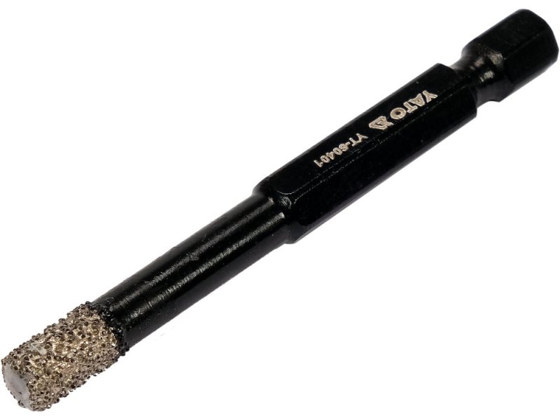 Коронка алмазная по плитке 6 мм YATO YT-60401, хвостовик HEX 1/4", до 1500 об/мин