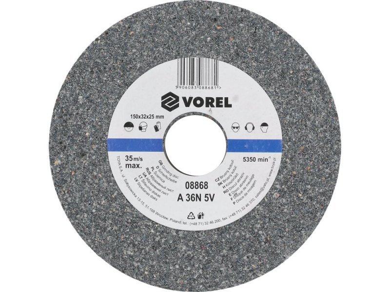 Круг шлифовальный для точила 150/32/25 крупнозернистый VOREL 8868