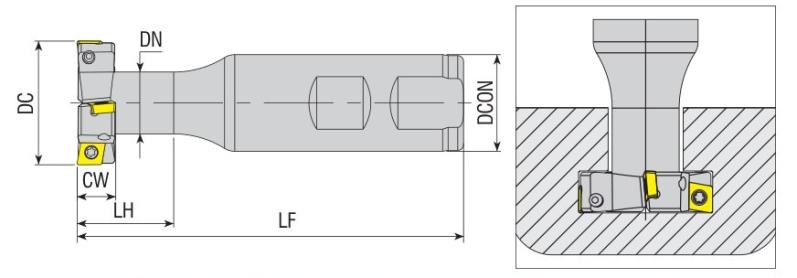 Фреза Т-образная ATSM90-CC06-D23X10-W20-L90-Z04 под пластину CCMT 0602.. AKKO