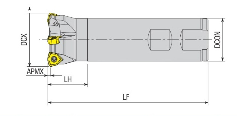 Фреза кінцева AHFM-WN09T3-D25-C25-L200-Z02 AKKO