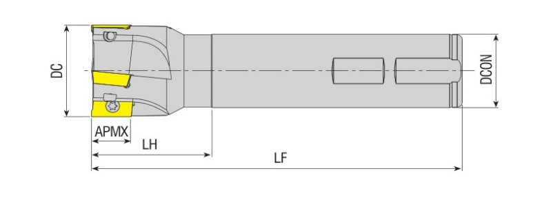 Фреза концевая с охлаждением AEM90-AP09-D20-C20-L150-Z03-H под пластину APKT 09T3.. AKKO