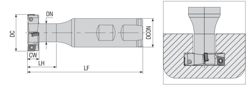 Фреза т-подібна ATSM90-SP..05-D25X5-W25-L100-Z04 AKKO