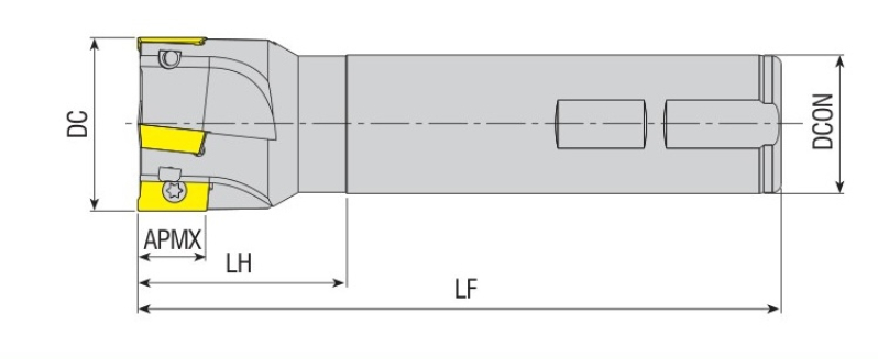Фреза концевая с охлаждением AEM90-AP11-D16-C16-L150-Z02-H под пластину APMT 11T3.. AKKO