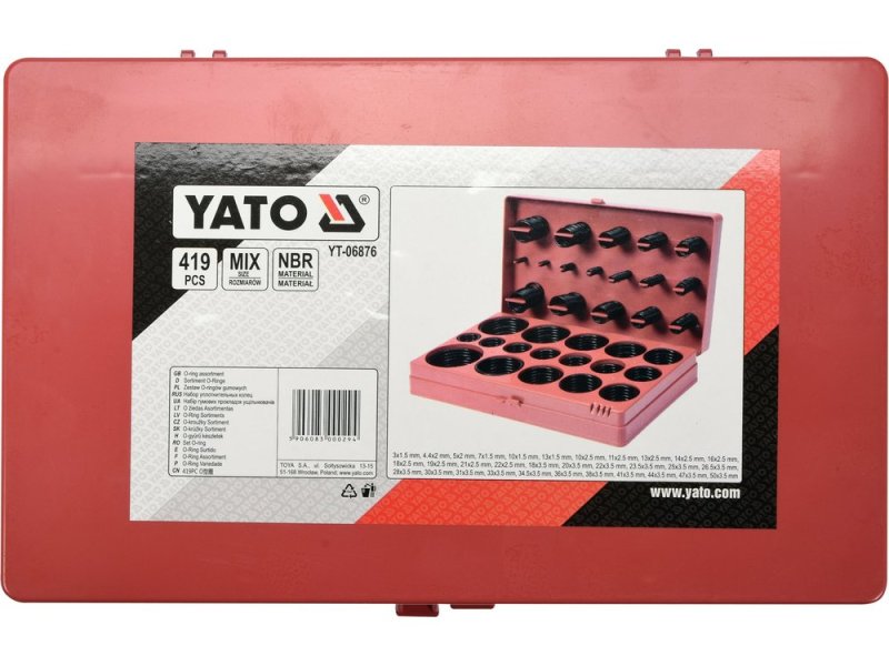 Набор колец уплотнительных резиновых YATO YT-06876, 419 шт