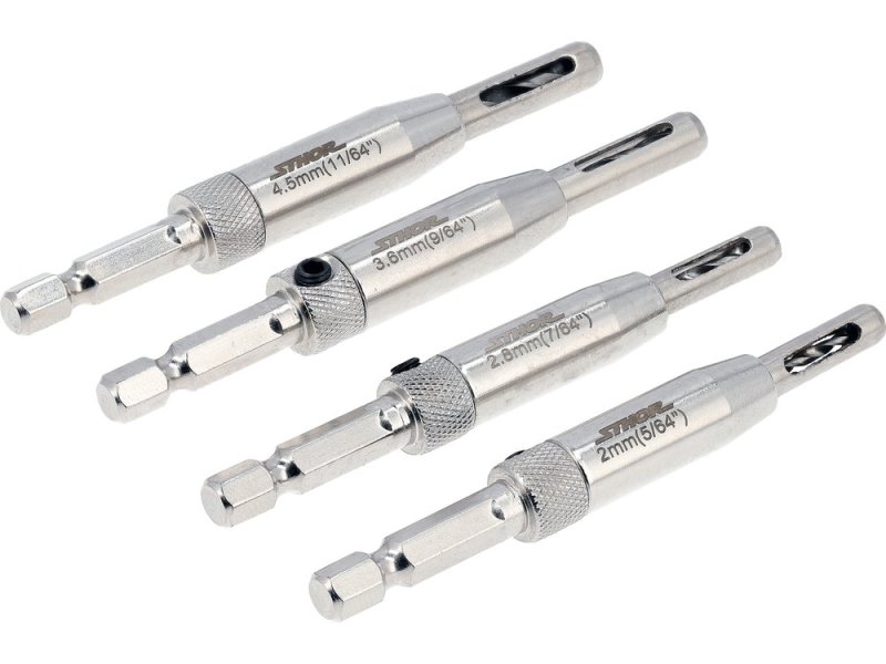 Набор сверл самоцентрирующихся 4 шт STHOR 22750, 2-4,5 мм, HEX 1/4"