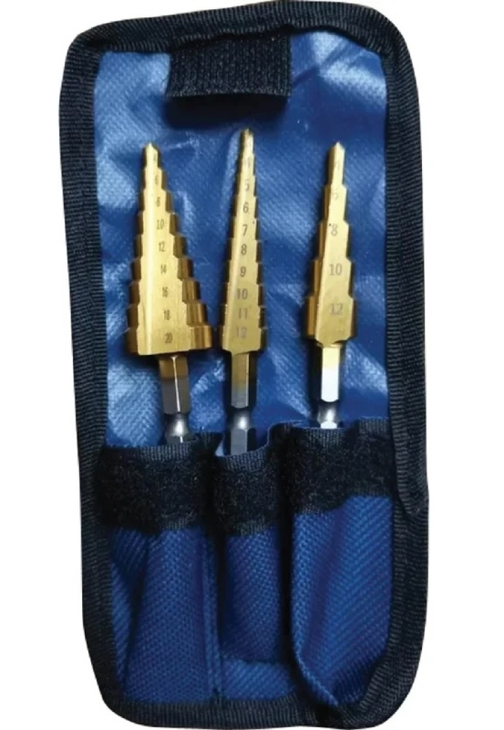 Набор сверел ступенчатых из 3-х шт (4х12 5ст.4х20 9ст.4х32 15ст.) в ткан.сумке
