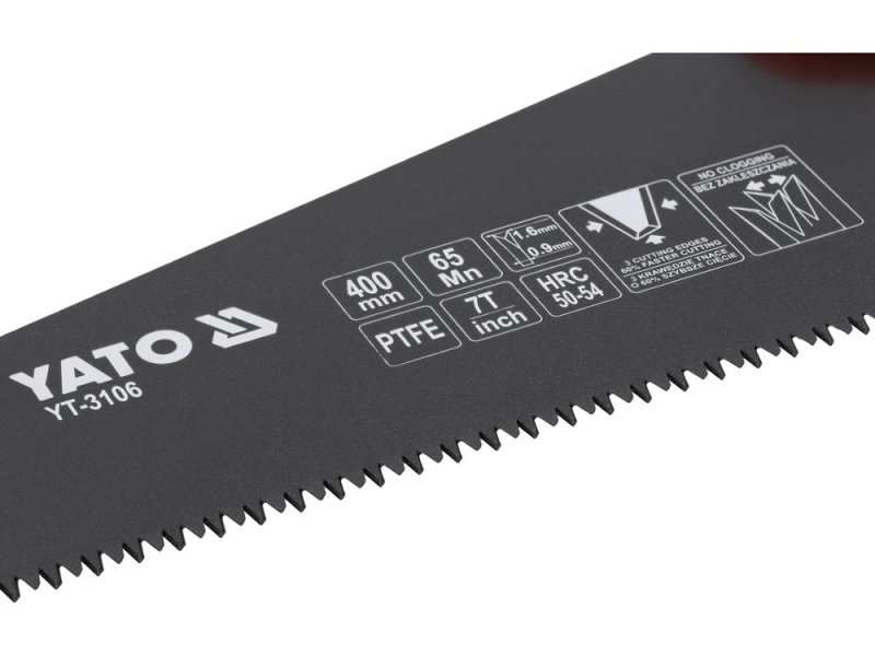 Ножовка по дереву 400 мм YATO YT-3106, PTFE, сталь 65Mn