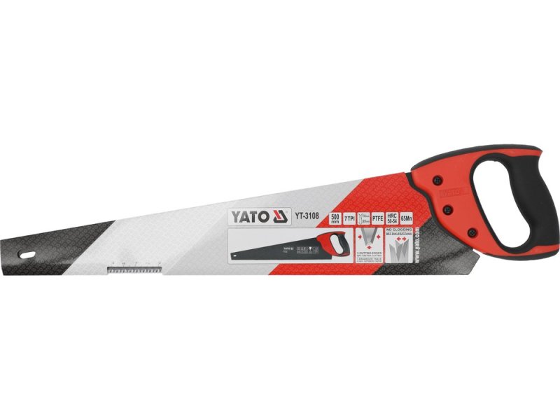 Ножовка по дереву 500 мм YATO YT-3108, PTFE, сталь 65Mn