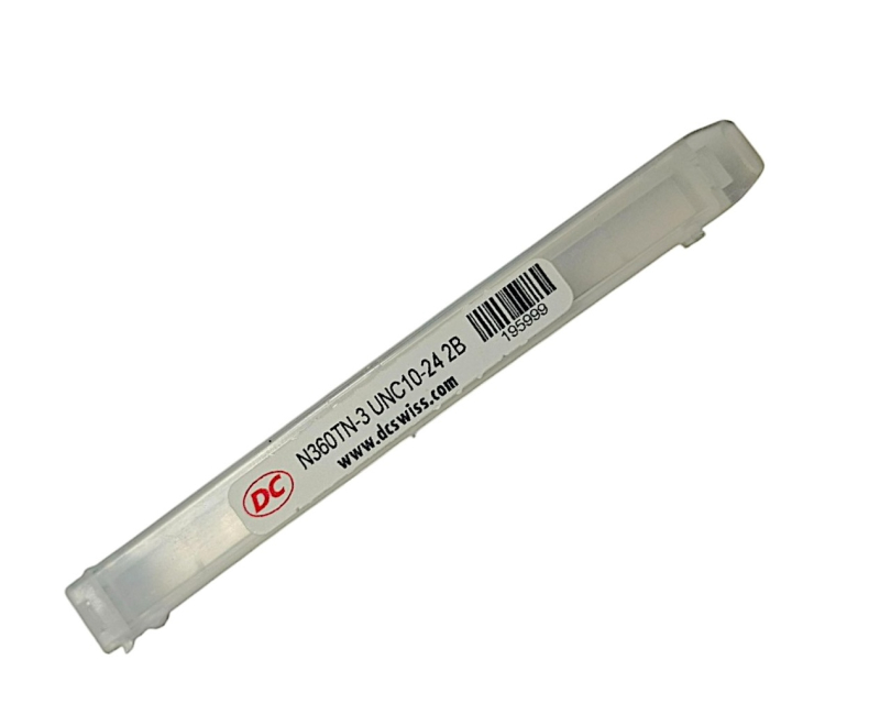 Мітчик дюймовий UNC №10 24 ниток Р6М5К5 (HSS-E) з гвинтовою канавкою для 
глухих отворів N360TN-3 з покриттям TiN 195999 DC Swiss