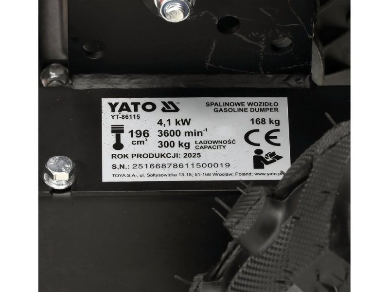 Тележка-самосвал бензиновая 300 кг YATO YT-86115, 196 см³, 4x4