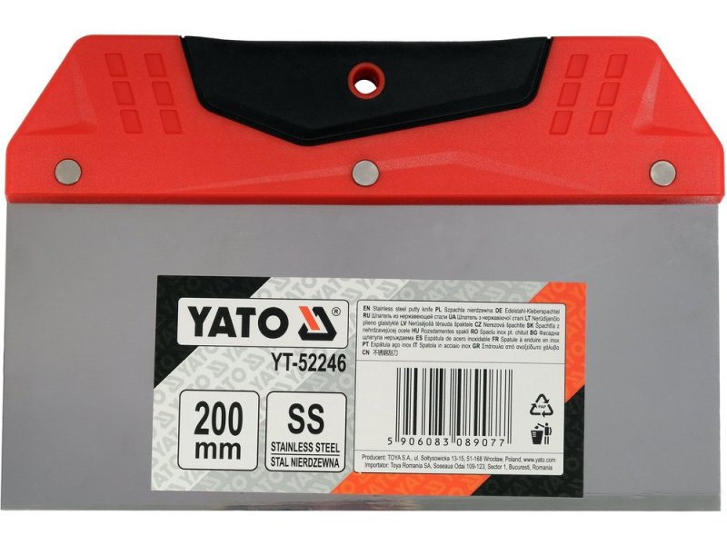 Шпатель для финишной шпаклевки 200 мм YATO YT-52246, нержавеющая сталь