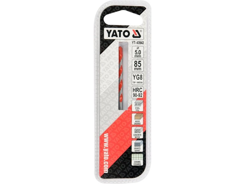 Сверло универсальное твердосплавное 5х85 мм YATO YT-43942