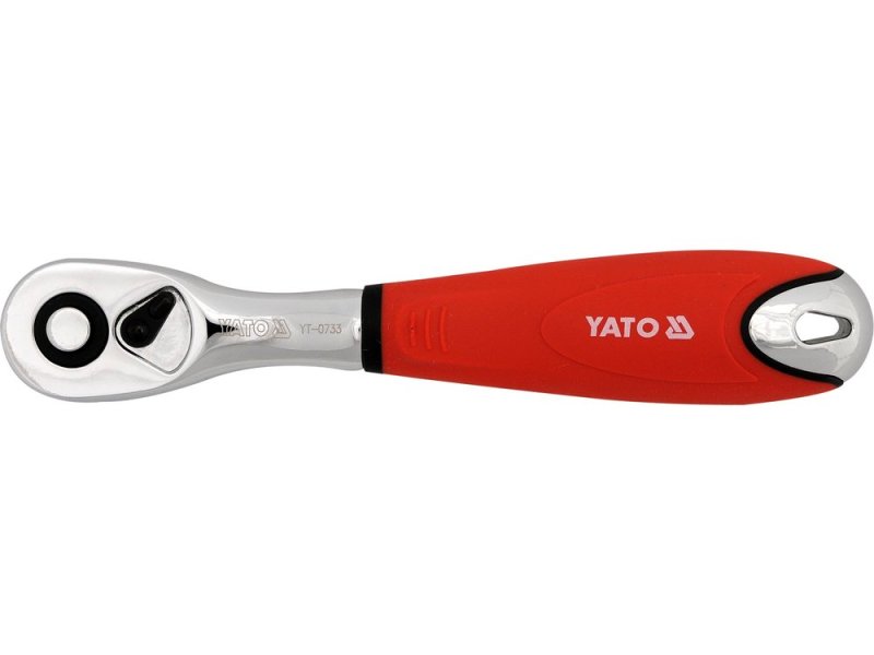 Трещотка 1/4" изогнутая YATO YT-0733, резин. рукоятка, 155 мм