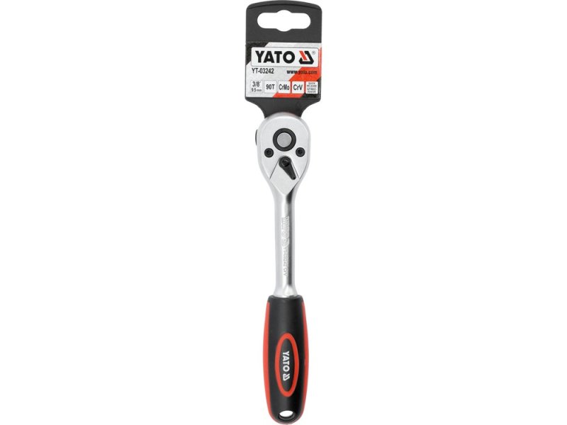 Трещотка 3/8" прямая YATO YT-03242, 90 зубьев, 63 Н·м