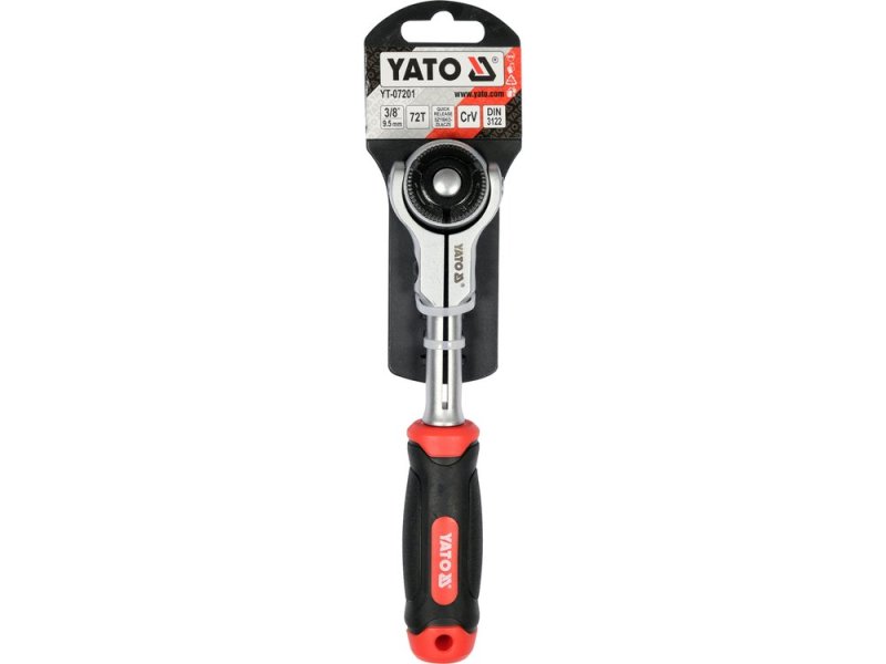 Трещотка с поворотной головкой 3/8" YATO YT-07201, 195 мм