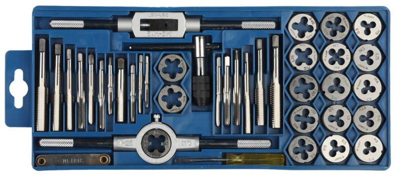 Набор метчиков и плашек М3 - М12, плашко-метчикодержатель, 40 шт, в металлическом боксе OTTIMO