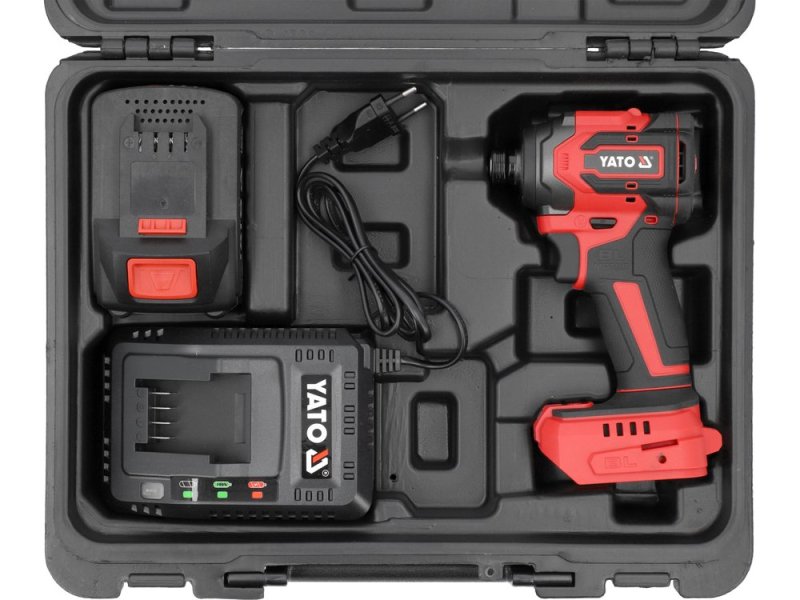 Винтоверт ударный аккумуляторный HEX 1/4" 230 Н·м YATO YT-82798, 4 А·ч