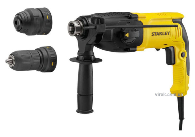 Перфоратор мережевий SDS+ STANLEY : з змінним патроном P= 800 Вт. J= 3,4 Дж. 
3 режими