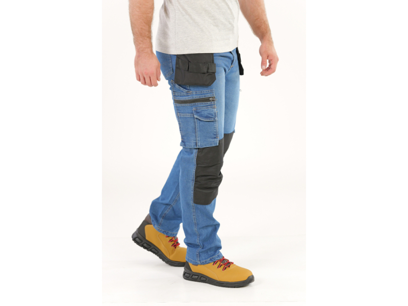 YT-79052 Штани робочі джинс стрейч YATO розмір L- 90-98 см, ріст- 180-188 см, 
темно-сині, 17 кишень, 71% бав