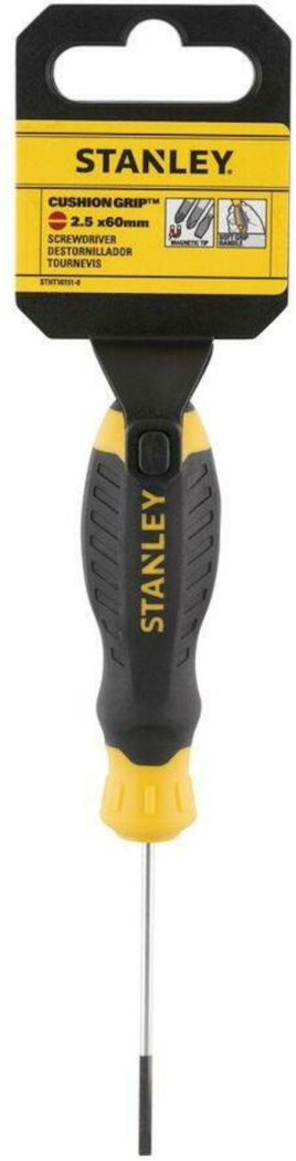 Викрутка плоска STANLEY "Cushion Grip" S/D SLOTTED: 2.5 X 60MM