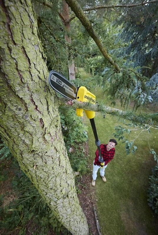 Высоторез цепной аккумуляторный FATMAX V20, шина 20см, телескоп ручка до 3м, 1 акум 4А (SFMCPS620M1-)