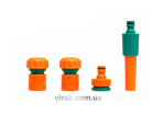 Зрошувач прямий FLO з набором з'єднань 1/2", 3/4", 1", ABS-пластик, 4 шт [12/72]
