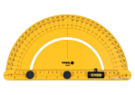 Транспортир VOREL з шкалою 0-180º і рухомим рівнем l=250 мм, з блокувальними гвинтами [10/60/720]