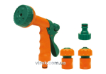 Зрошувач-пістолет 6-режимний FLO з набором з'єднань 1/2", 3/4", ABS-пластик, 4 шт [12/48]