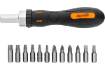 Отвертка реверсивная с набором бит, CrV, 12 шт Sparta
