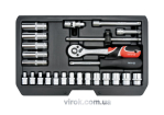 Набір головок торцевих YATO : CrV, квадрат 1/4", M 3.5-13 мм з інструментами. 25 шт. [10]