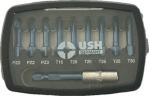 Набір насадок викруткових Blueshock USH: 1/4"х 30 мм, PZ2-3; T15-20-25-30, магнітний тримач, 10 ел.