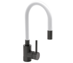 Змішувач води FALA "BLACK FLEXIBLE" для раковини з гнучкою білою лійкою [10]