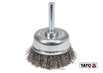 Щітка зачисна з нержавіючої сталі "чашка", до дрилі YATO: Ø=50мм, зі шпинделем Ø=6мм, 4500 об/хв[12]